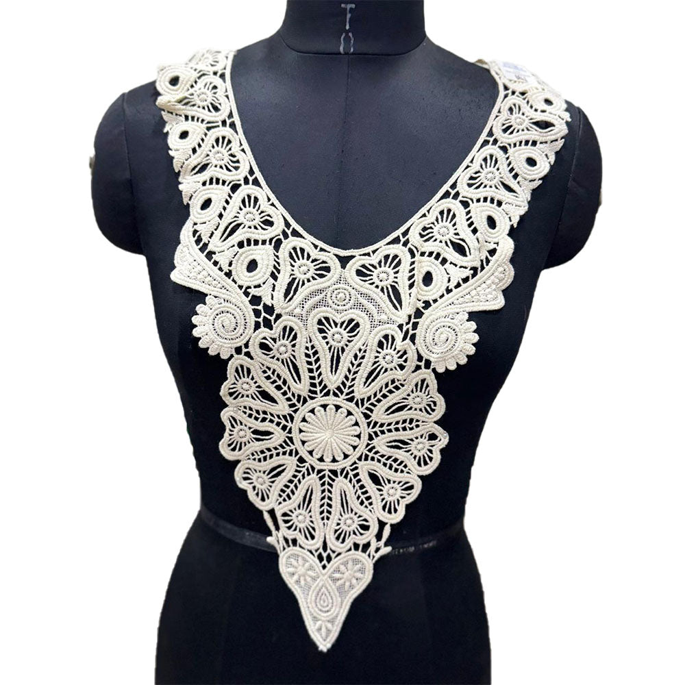 Off White Dyeable Neckline Patch Design-13
