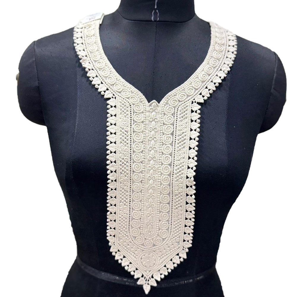 Off White Dyeable Neckline Patch Design-3