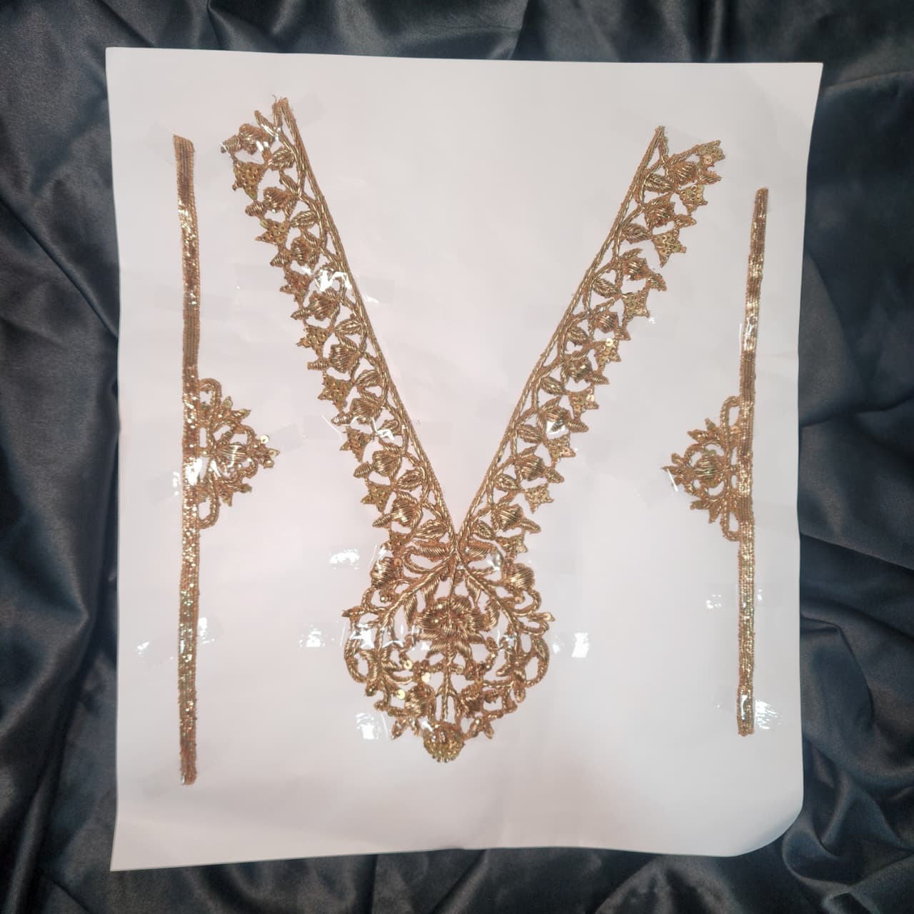 Antique Dabka work Handwork Neckline Patch Applique