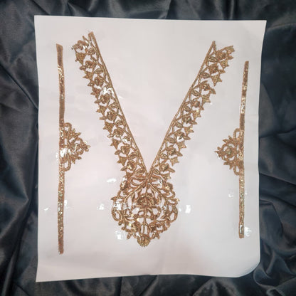 Antique Dabka work Handwork Neckline Patch Applique