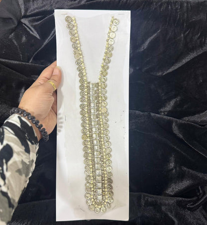 Golden Coin & Beaded Neckline Hand Embroidery Patch