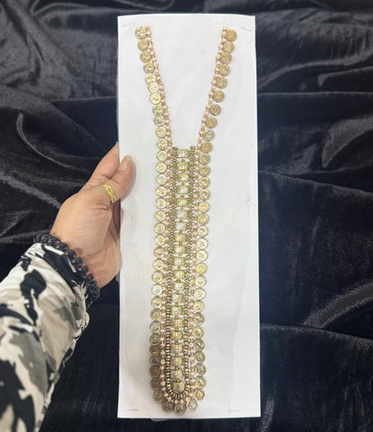 Golden Coin & Beaded Neckline Hand Embroidery Patch