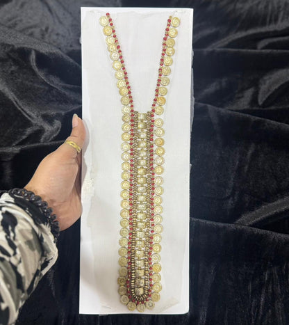 Golden Coin & Beaded Neckline Hand Embroidery Patch