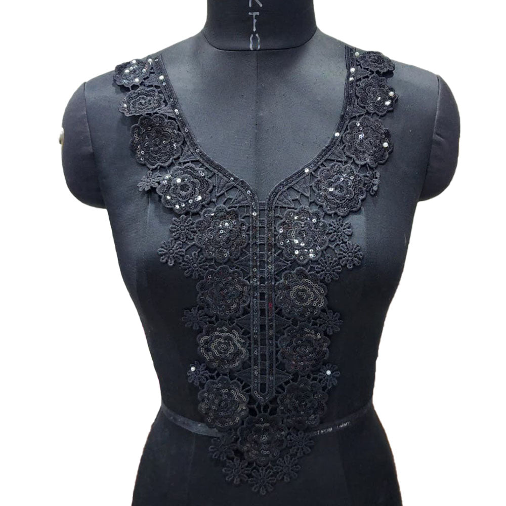 Elegant Floral Neckline Embroidery Patch for Kurtis & Dresses