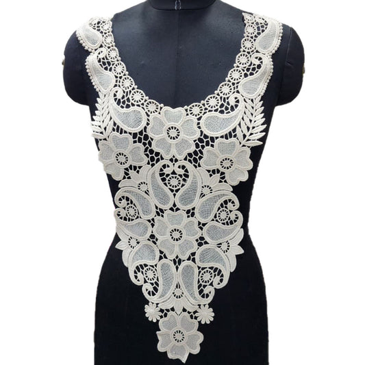 Elegant Floral Dyeable Neckline Applique Patch