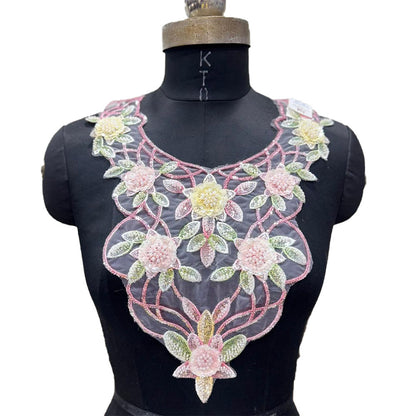Beautiful Floral Sequence & Cutdana Neck Patch