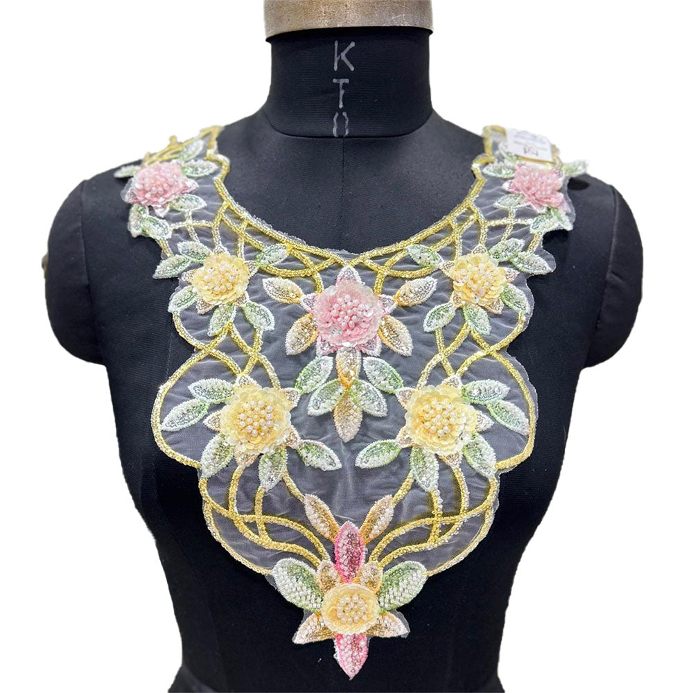Beautiful Floral Sequence & Cutdana Neck Patch