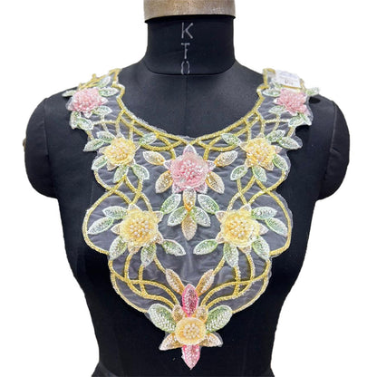 Beautiful Floral Sequence & Cutdana Neck Patch