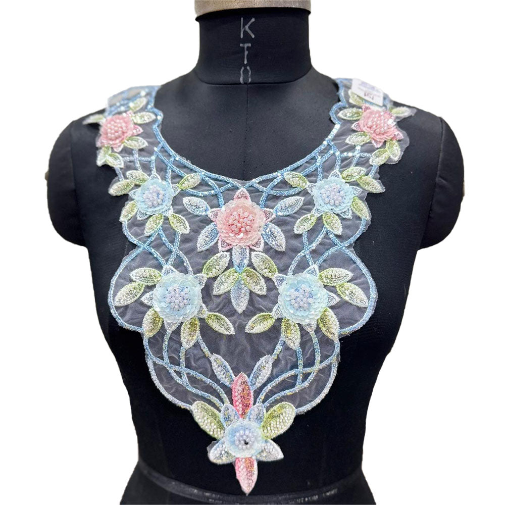 Beautiful Floral Sequence & Cutdana Neck Patch