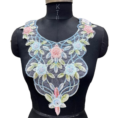 Beautiful Floral Sequence & Cutdana Neck Patch