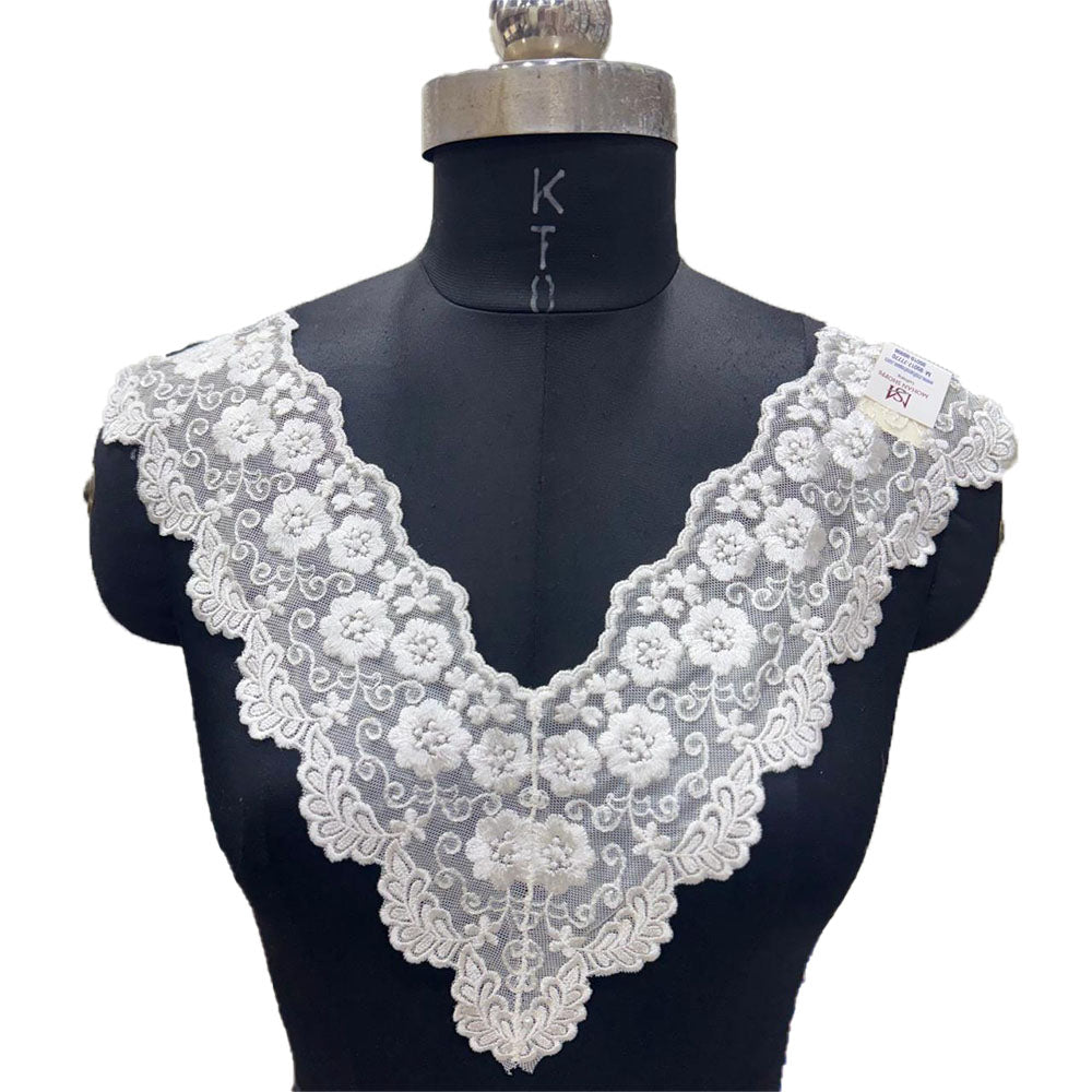 Elegant Floral Net Neckline Applique Patch