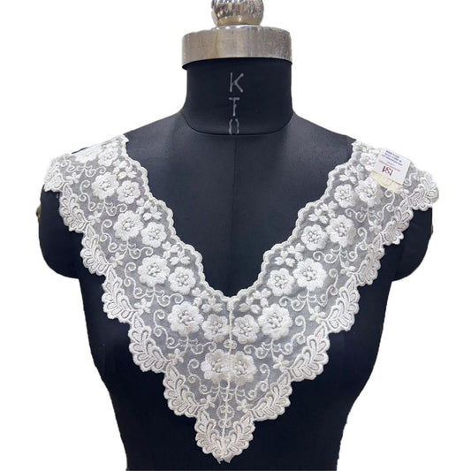 Elegant Floral Net Neckline Applique Patch