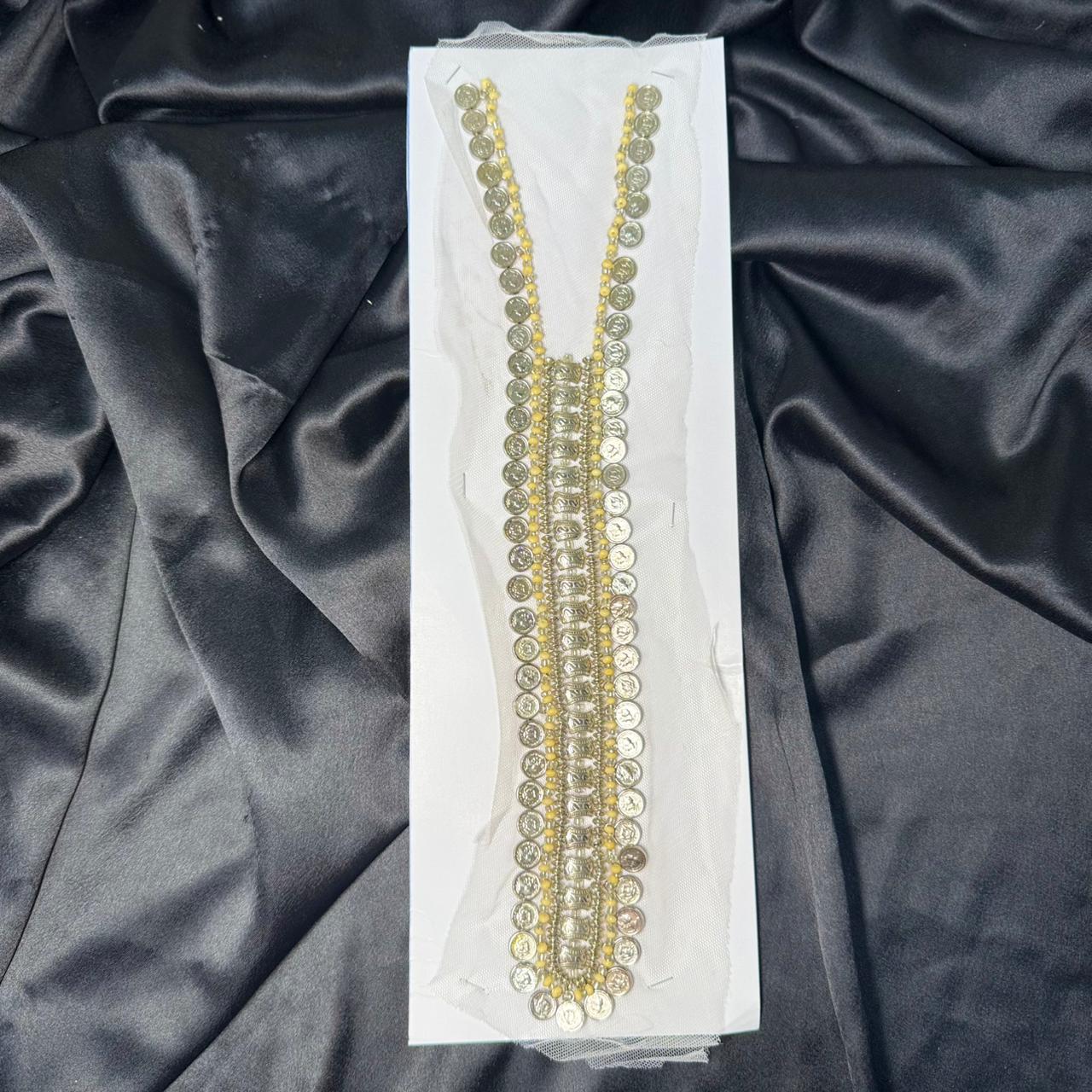 Stylish Metallic Coin Embroidery Neck Patch
