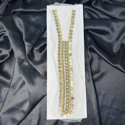 Stylish Metallic Coin Embroidery Neck Patch