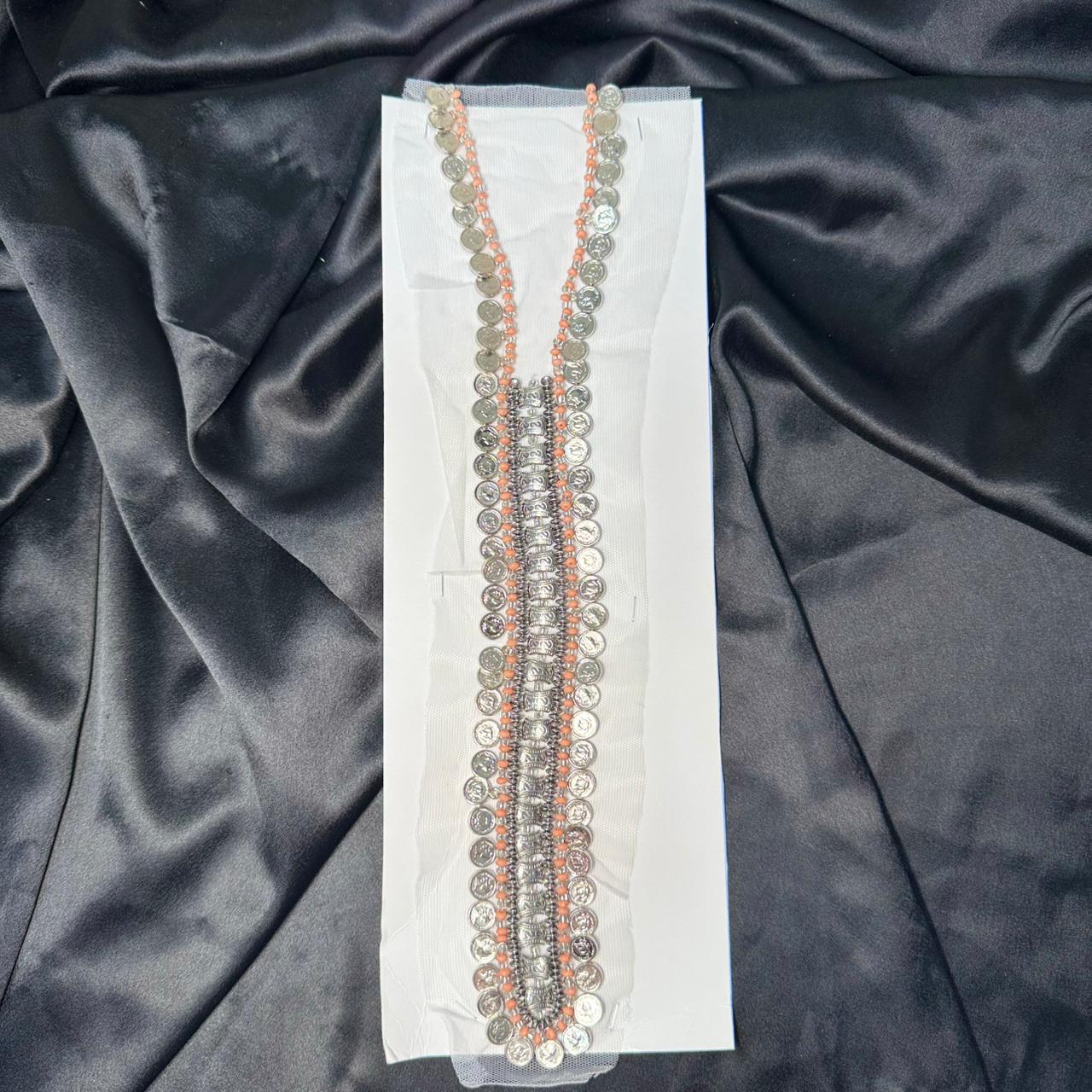 Stylish Metallic Coin Embroidery Neck Patch