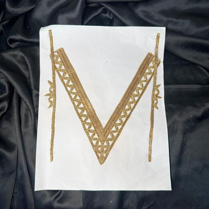 Designer V Shape Zardosi & Sequence Neckline Patch with Sleeves