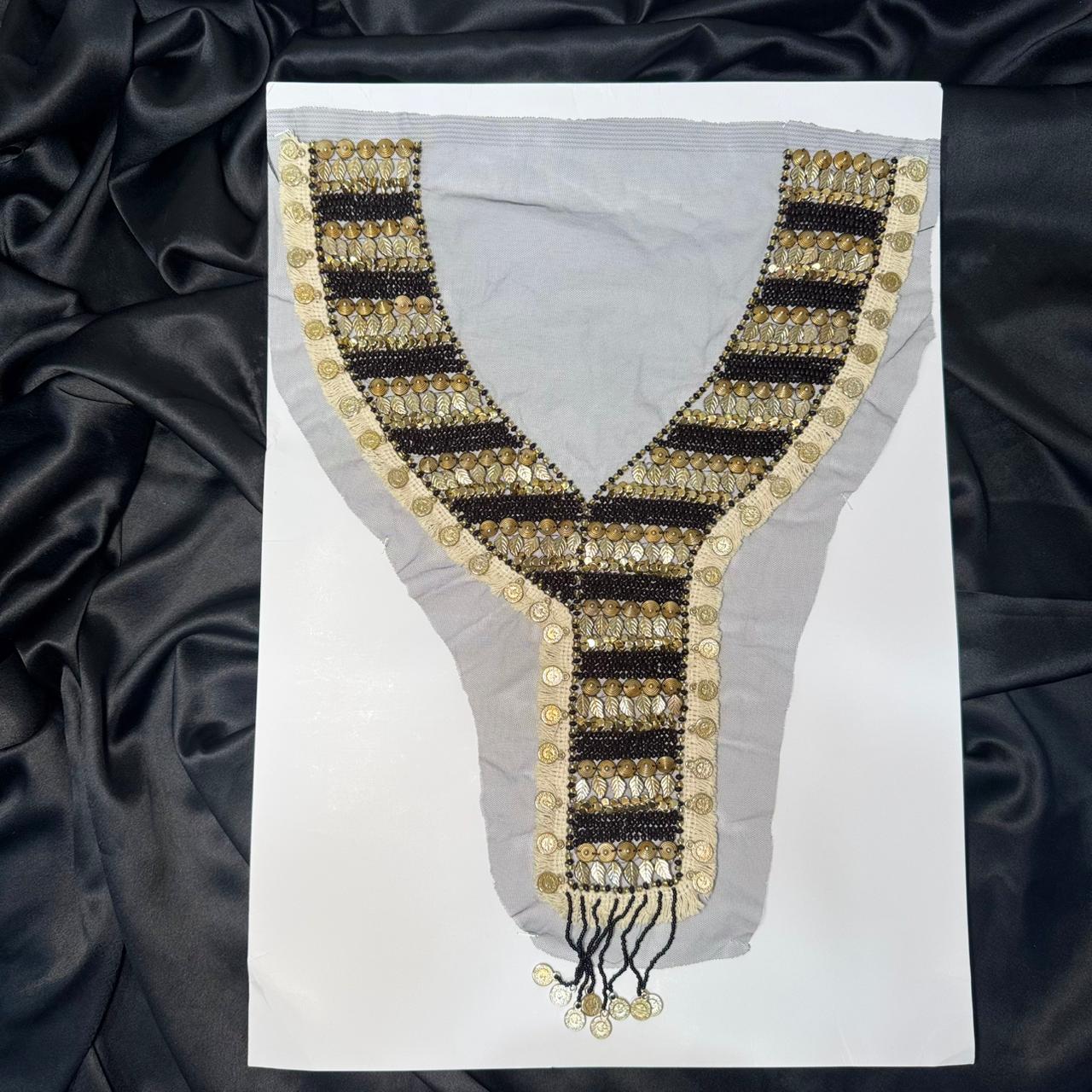 Designer Coin & Bead Work Neckline Patch