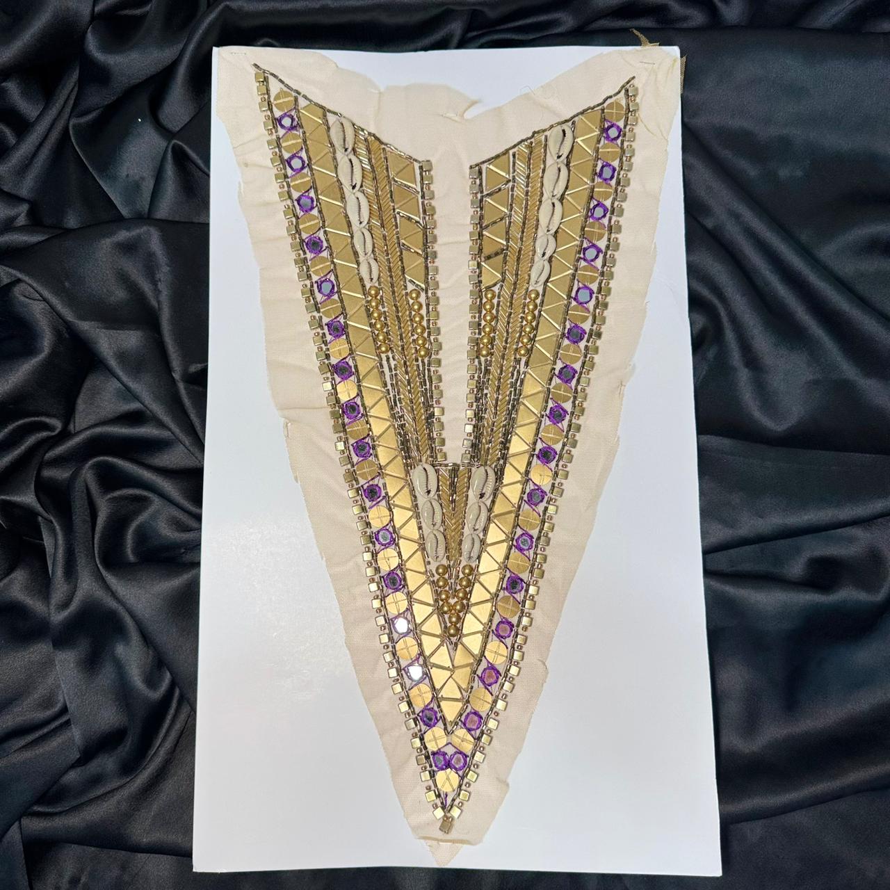 Premium Geometric Handwork V Neck Applique Patch
