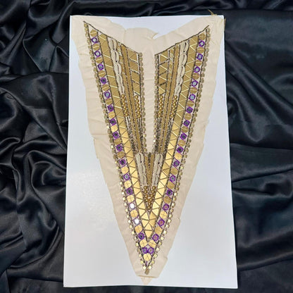 Premium Geometric Handwork V Neck Applique Patch