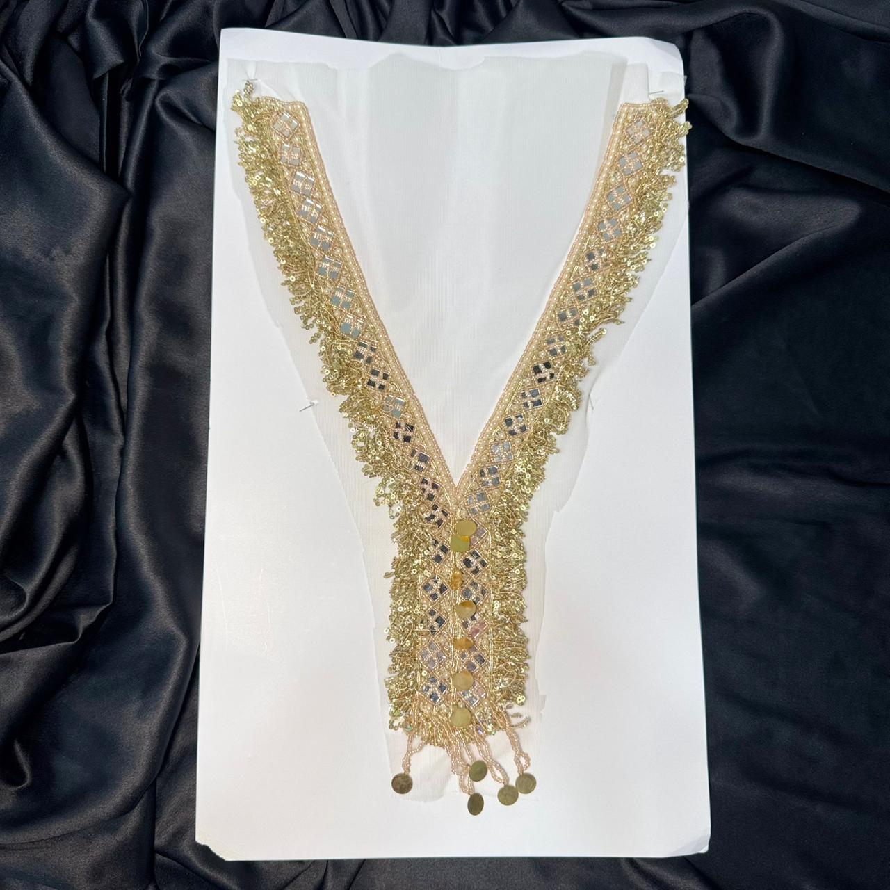 Luxury Mirror & Pearl Embroidery Neck Patch