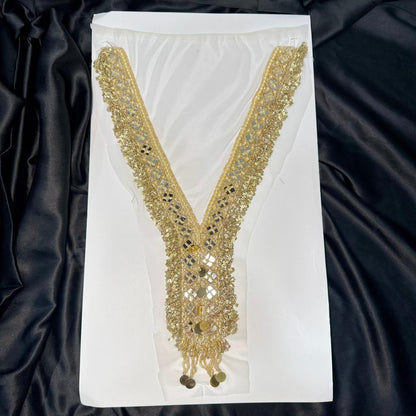 Luxury Mirror & Pearl Embroidery Neck Patch