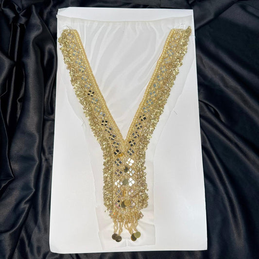 Luxury Mirror & Pearl Embroidery Neck Patch