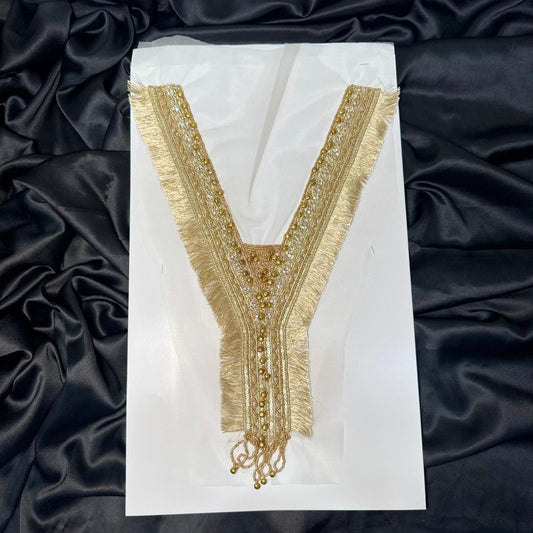 Designer Pearl & Bead Work Neck Patch with Tassels
