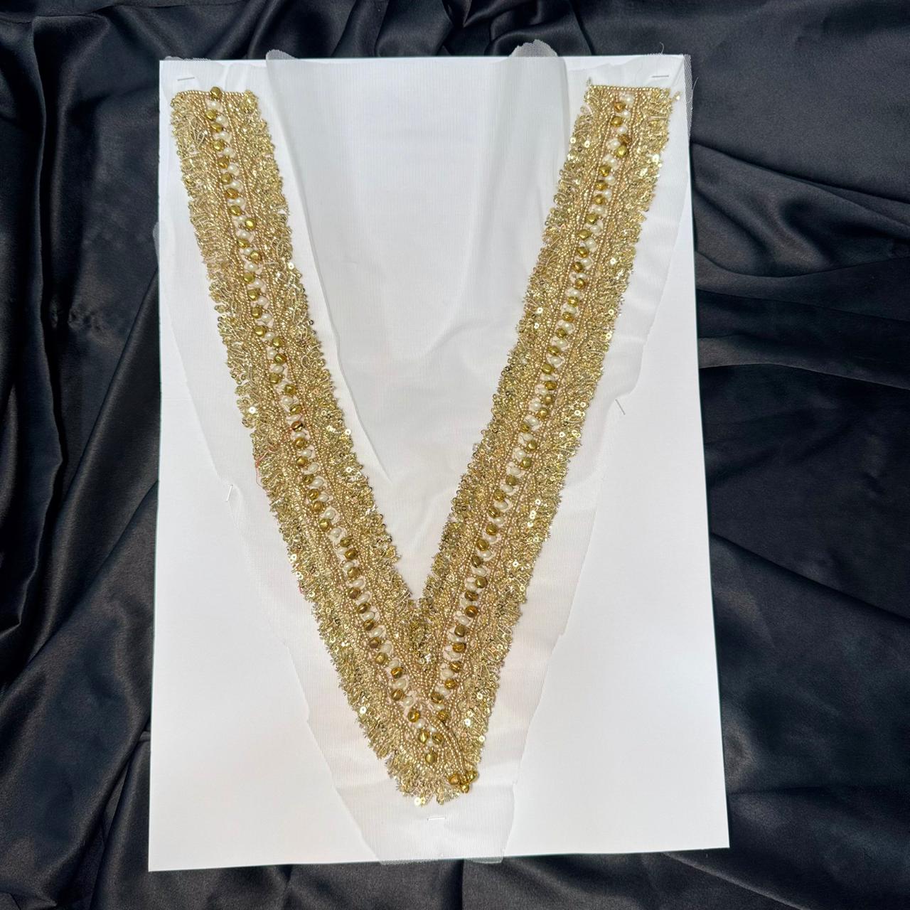 Premium Beaded Neckline Patch with Tassel Balls