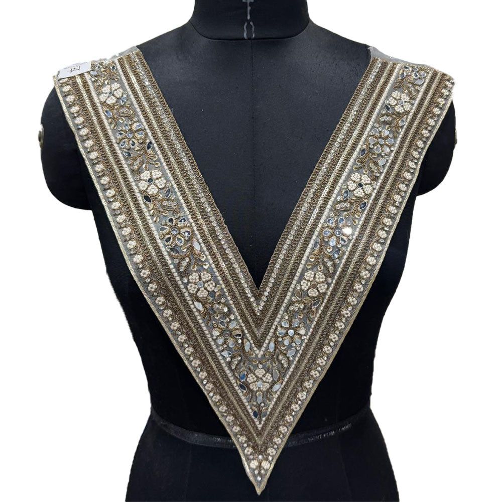 Mirror & Stonework V Shape Neckline Patch