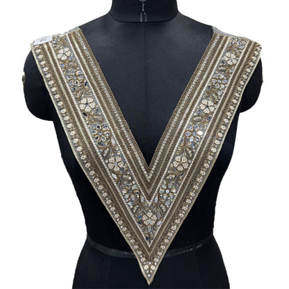 Mirror & Stonework V Shape Neckline Patch