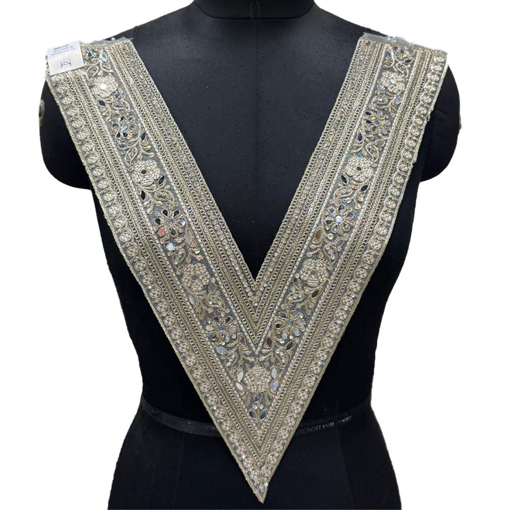 Mirror & Stonework V Shape Neckline Patch