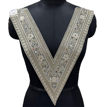Mirror & Stonework V Shape Neckline Patch