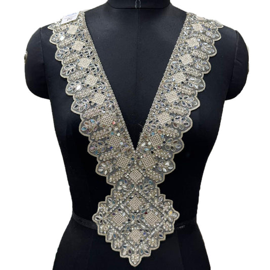 Designer V Shape Mirror Work Neckline Patch