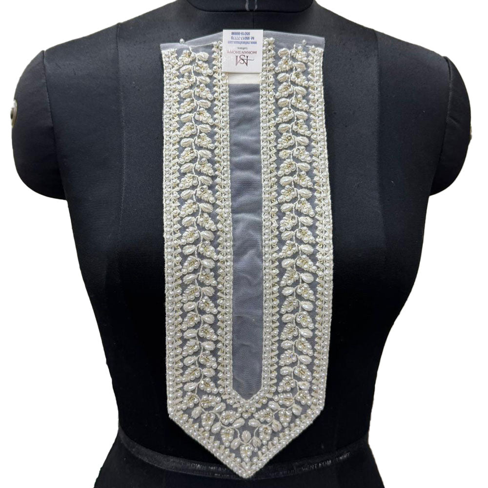 Off White Pearl & Stonework Designer Neck Patch