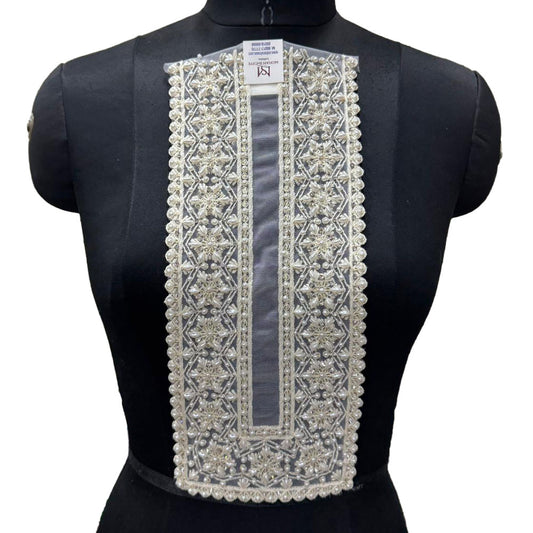 Square Shape Pearl & Stonework Designer Neckline Patch