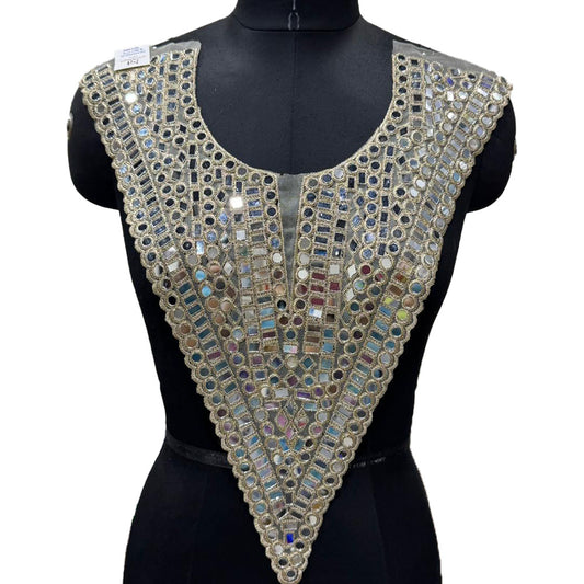 Beautiful Heavy Mirror Work V Shape Neckline Patch
