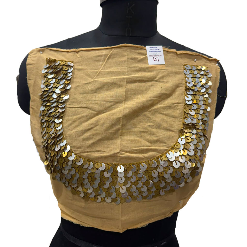 Fancy U-Shape Metal Coin Embroidered Neck Patch