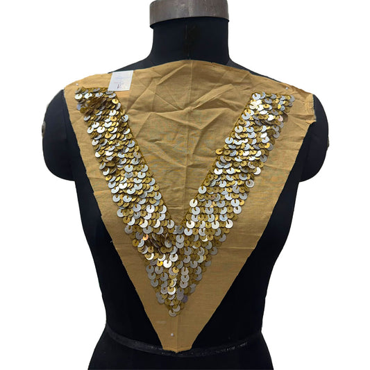 Fancy V-Shape Metal Coin Embroidered Neck Patch