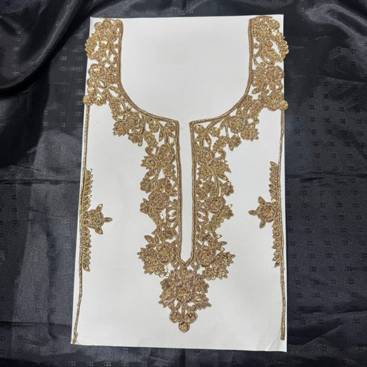 Elegant Floral Zardozi Neck Patch with Sequin Embroidery (1 Piece)