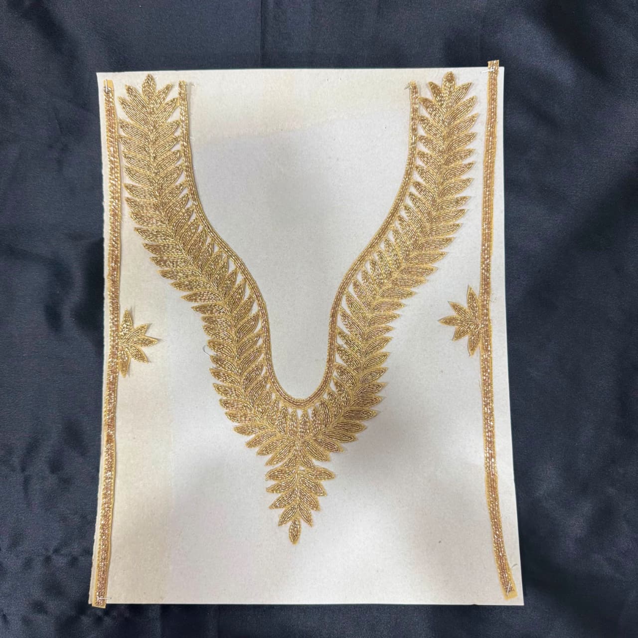 Designer Golden Zari Leaf Embroidered Neck Patch