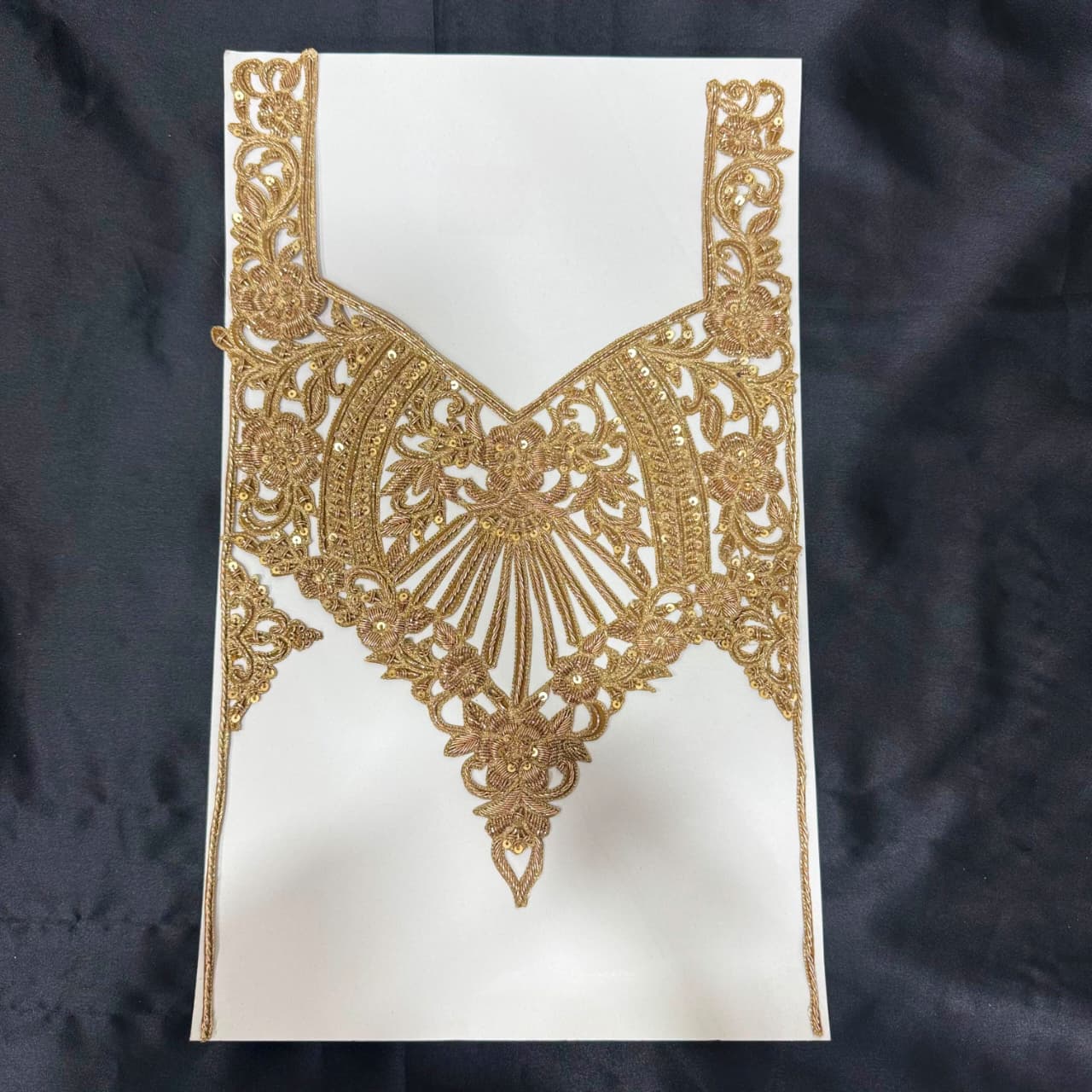 Elegant Golden Zari Floral Neckline Applique patch