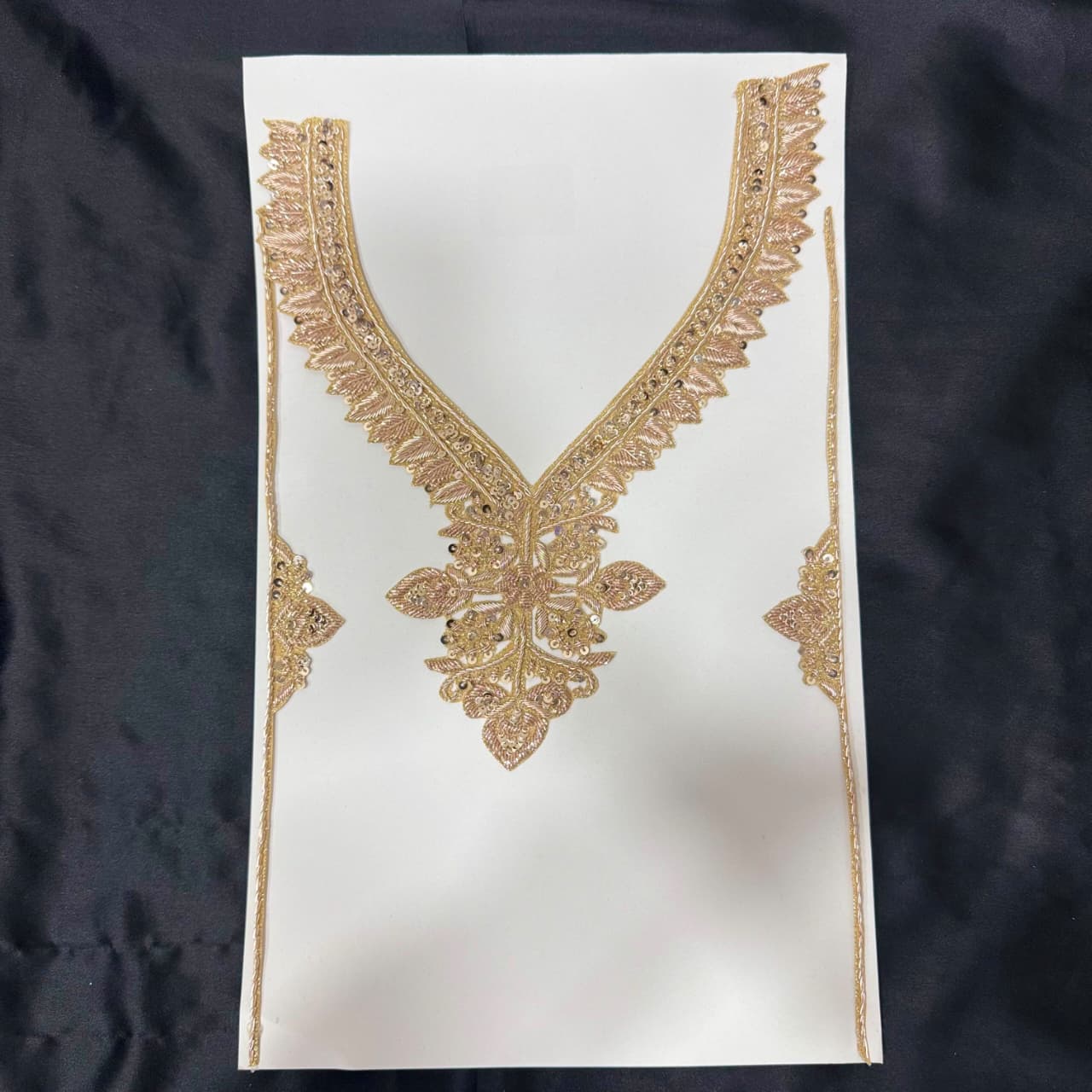 Golden Zari Ethnic Floral Neck Embellishment