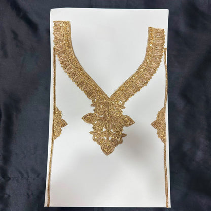 Golden Zari Ethnic Floral Neck Embellishment
