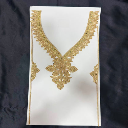 Golden Zari Ethnic Floral Neck Embellishment