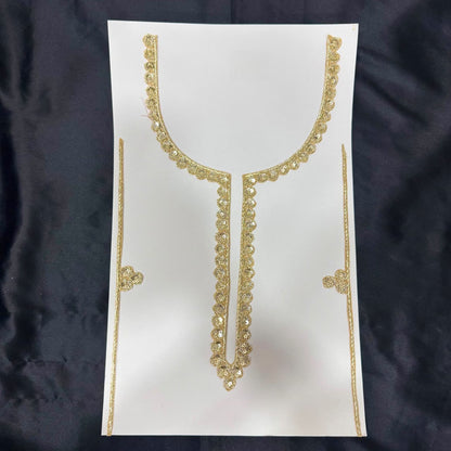 Royal Gold Floral Embroidery Neck Patch