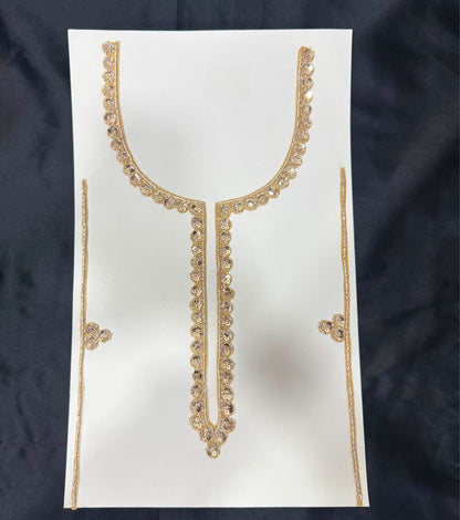 Royal Gold Floral Embroidery Neck Patch