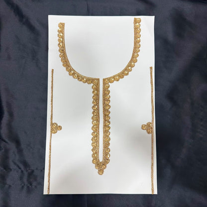 Royal Gold Floral Embroidery Neck Patch