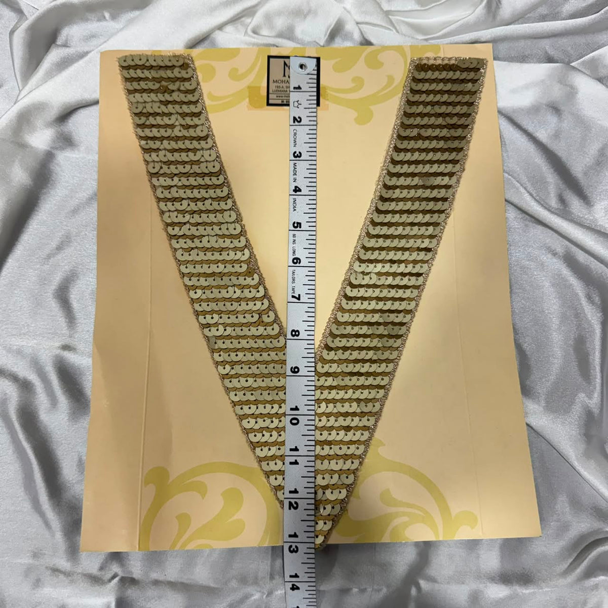 Elegant Golden Sequin Embellished Neckline Border