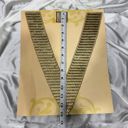 Elegant Golden Sequin Embellished Neckline Border