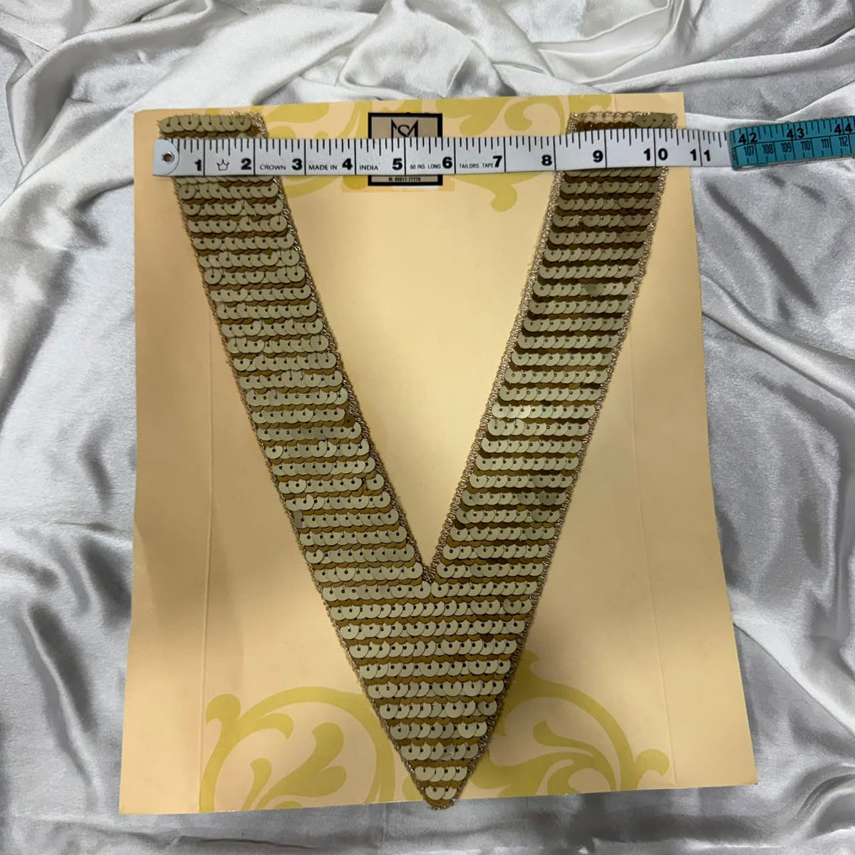 Elegant Golden Sequin Embellished Neckline Border